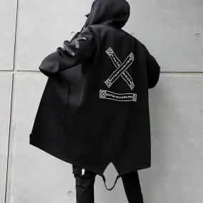 2019 Autumn Mens Cardigan Long Hooded Jacket Harajuku Style Men's Casual  Windbreaker Jacket Fashion Brand Printing Mens Jacket
