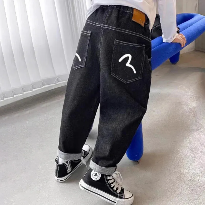 2024 Spring Autumn Fashion Boys Denim Pants Children Trousers Casual Kids Jeans Pants for 4-14 Years Teenager Boys Clothing