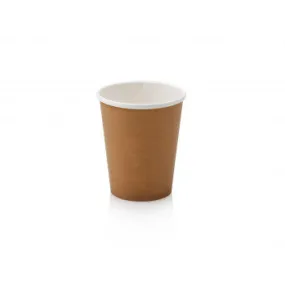 250ml Paper Coffee Cup Single Wall Brown with Black Sip Lid 10pack