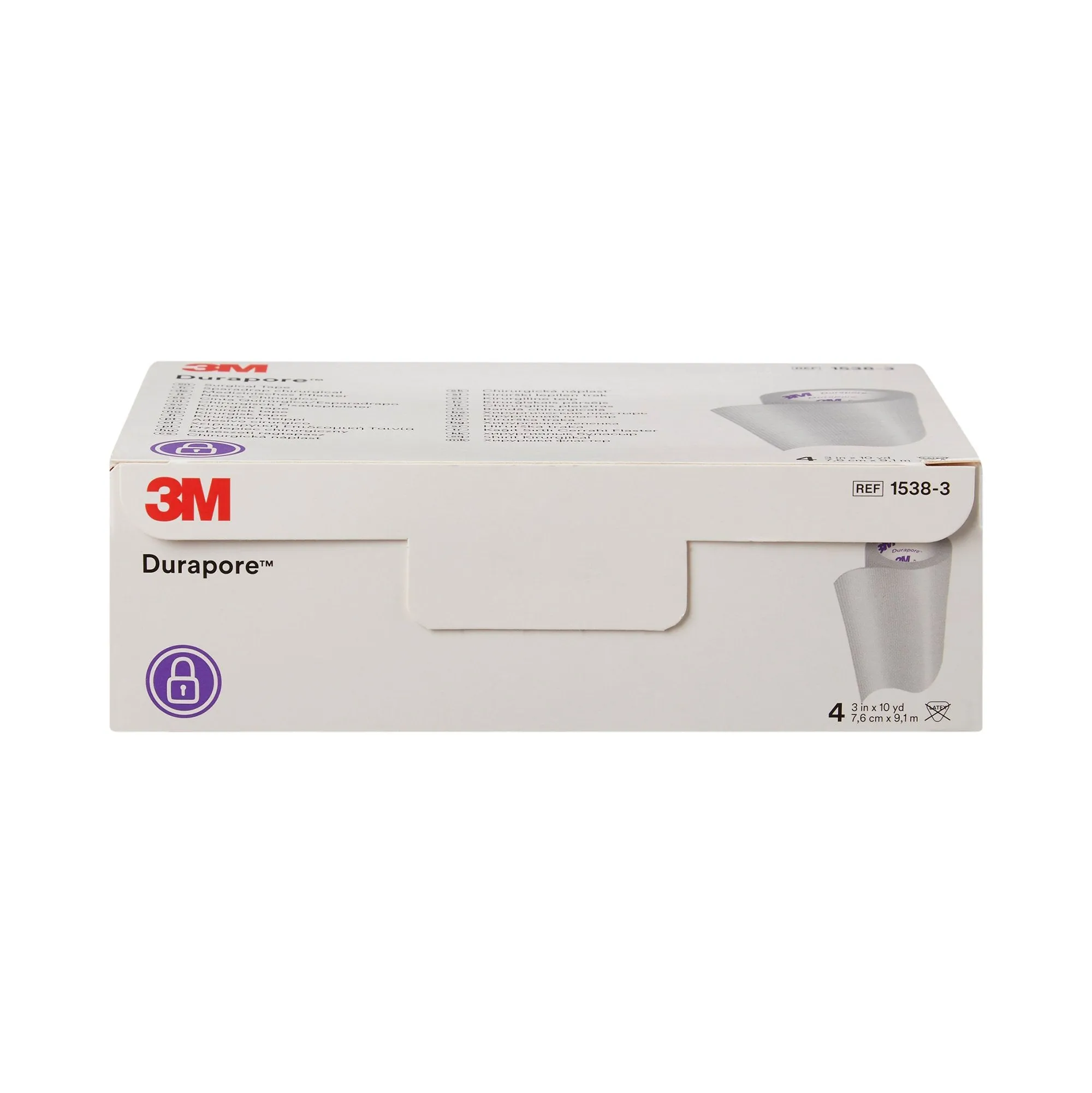 3M™ Durapore™ Silk-Like Cloth Medical Tape, 3 Inch x 10 Yard, White, 1 Box of 4