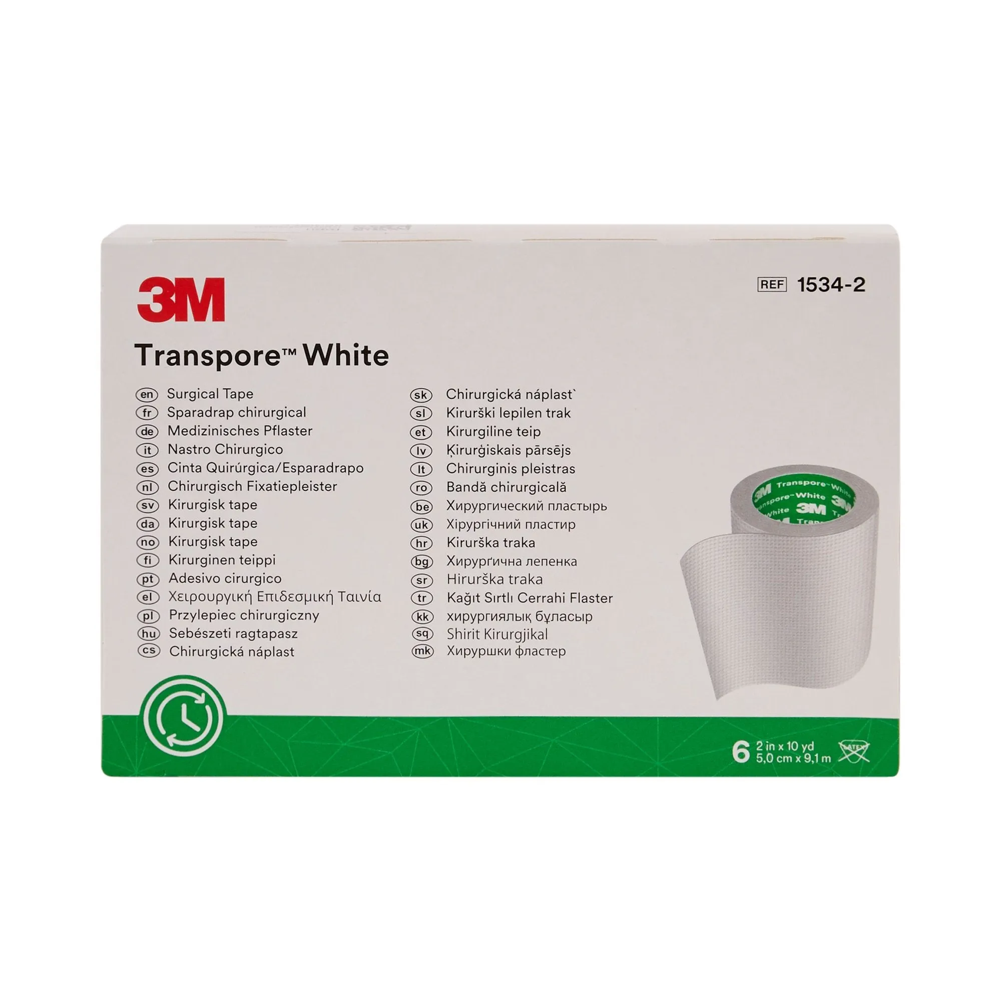 3M™ Transpore™ Plastic Medical Tape, 2 Inch x 10 Yard, White, 1 Case of 60