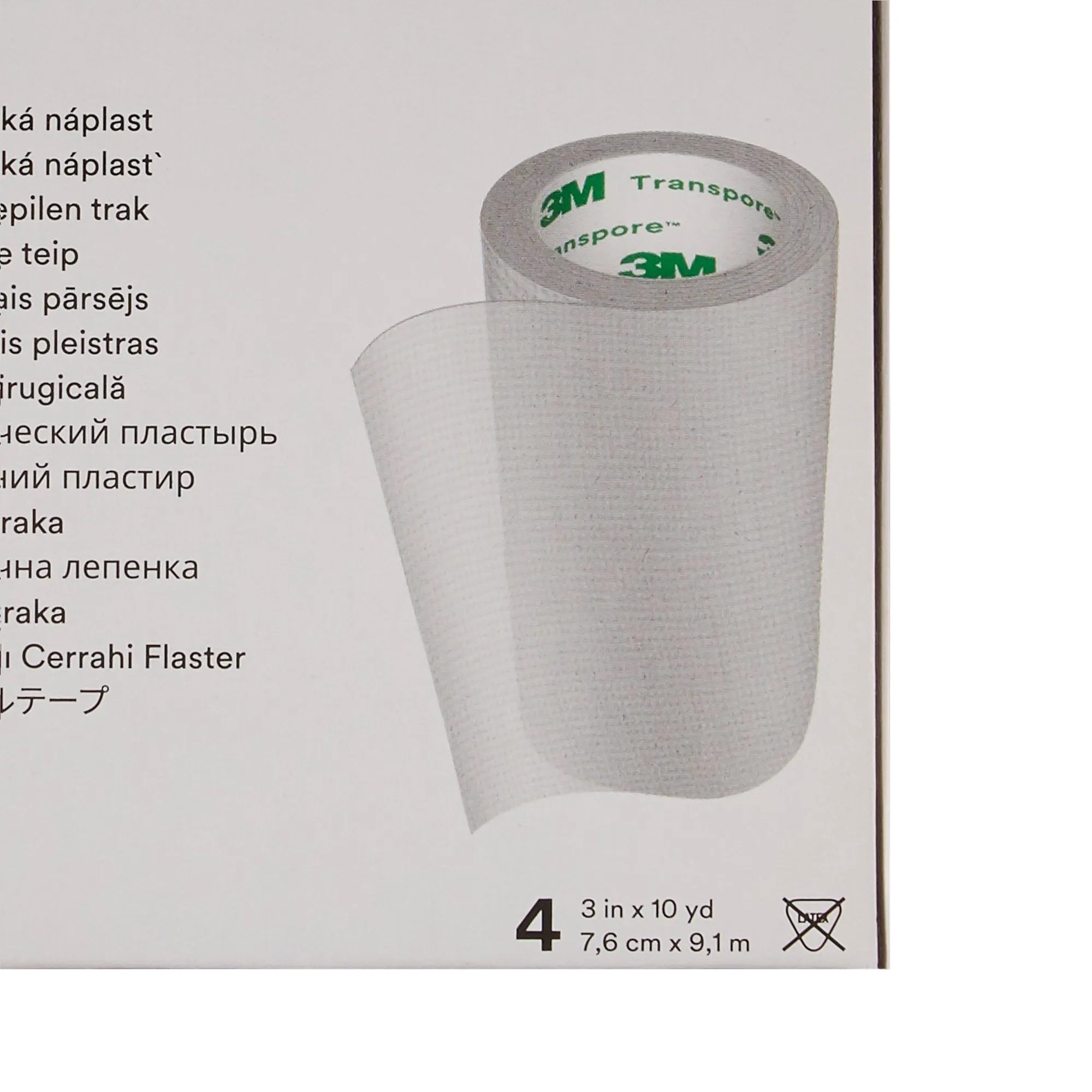 3M™ Transpore™ Plastic Medical Tape, 3 Inch x 10 Yard, Transparent, 1 Each