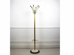A 1970's French enamelled & brass coated industrial coat stand