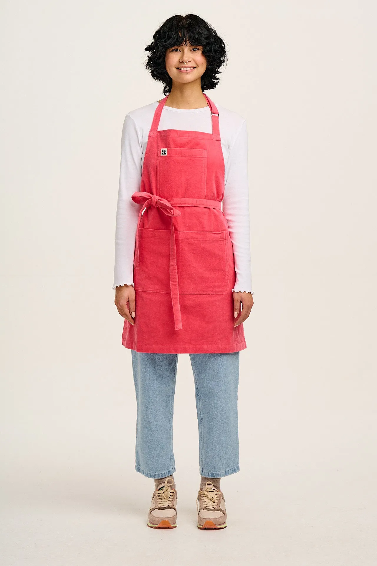 Ada - Corduroy Apron in Bubblegum Pink