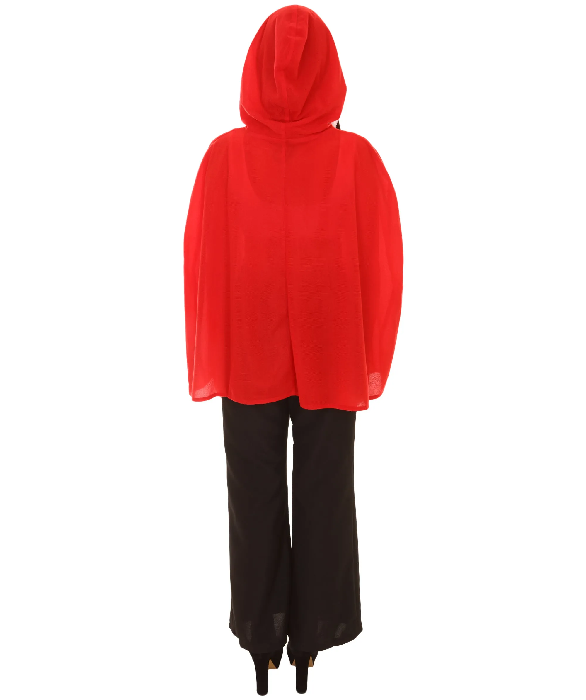 Adult Women's Mrs Santa Hooded Cape Red Christmas Costume.