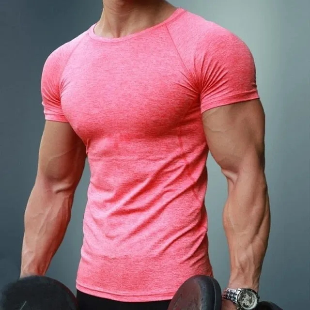 Aidase Mens Quick Dry Fitness Tees Outdoor SPORT Running Climbing Short Sleeves Solid Color Shirt Tights Bodybuilding Tops Men Under Sk