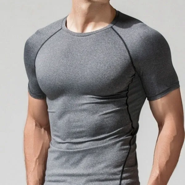 Aidase Mens Quick Dry Fitness Tees Outdoor SPORT Running Climbing Short Sleeves Solid Color Shirt Tights Bodybuilding Tops Men Under Sk