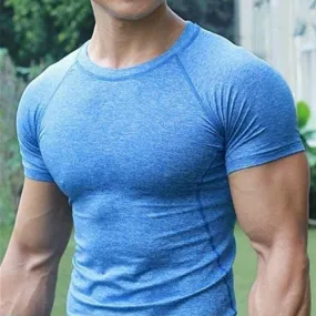 Aidase Mens Quick Dry Fitness Tees Outdoor SPORT Running Climbing Short Sleeves Solid Color Shirt Tights Bodybuilding Tops Men Under Sk