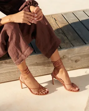 Alex Leather Heels - Thongs Brown