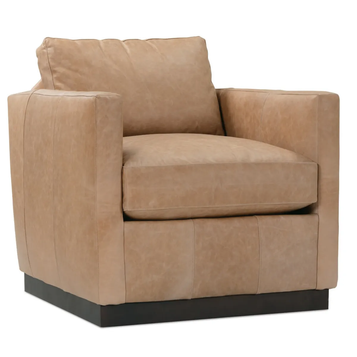 Almond Brown Leather Allie Swivel Chair
