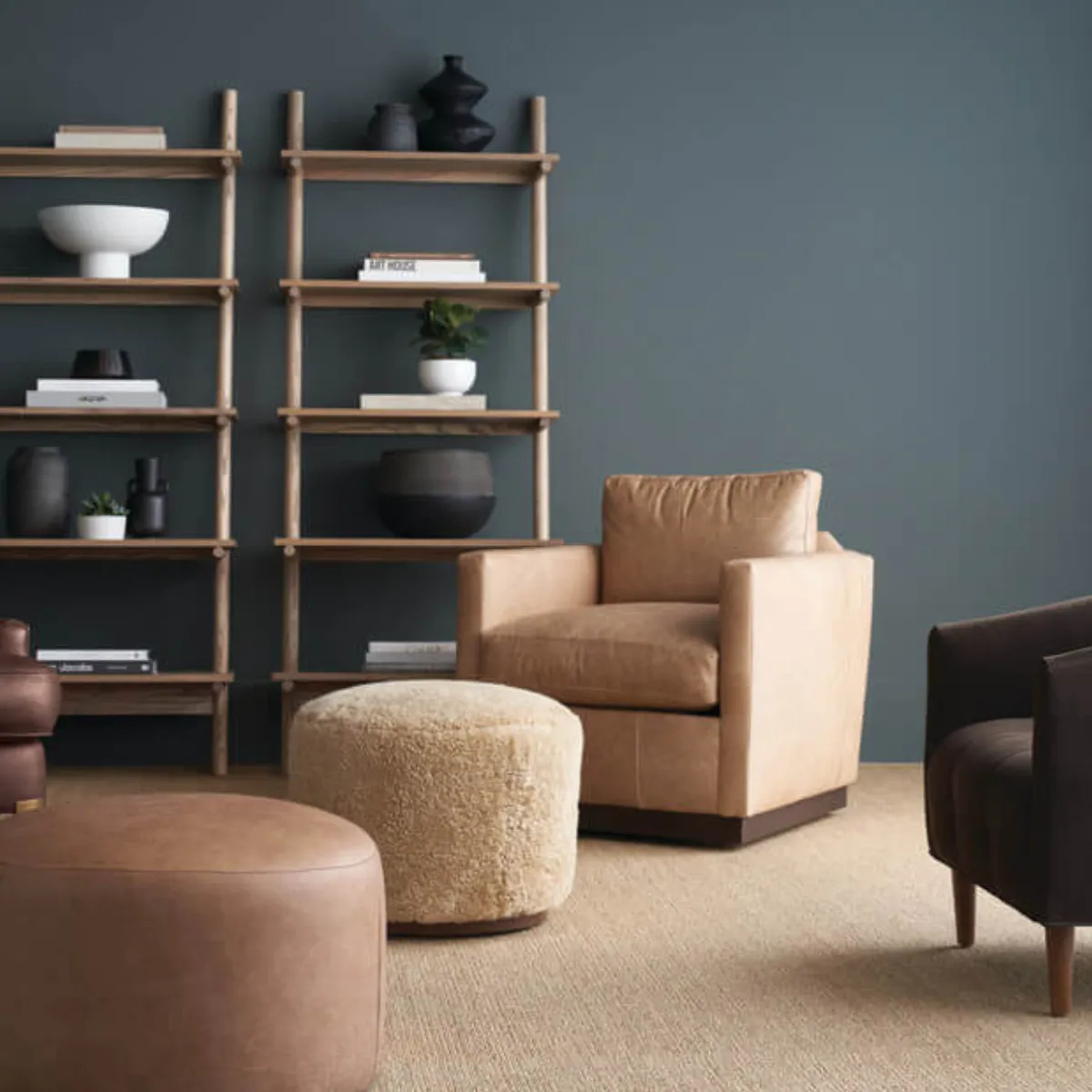 Almond Brown Leather Allie Swivel Chair