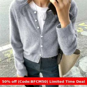 Amozae business casual outfits Simple Style Basic Solid Color Woolen Cardigan Small Coat for Women 2024 Autumn and Winter American Hot Girl Outer Sweater for Women