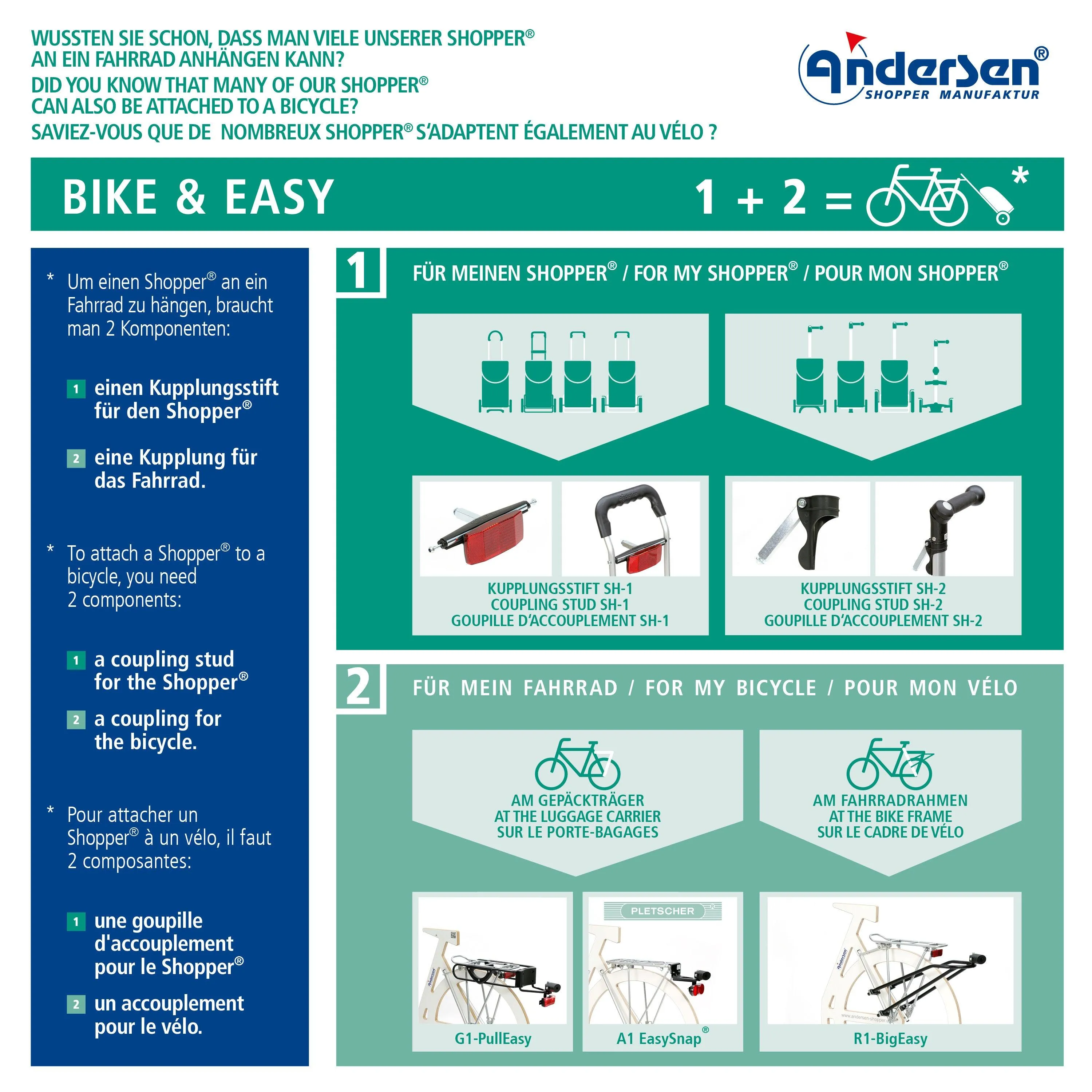 Andersen-Shopper | Bike Trailer | Shopping Trolley | Royal Plus Frame | Fado 2.1 Bag