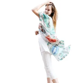 Aqua Crystal Stone Print Sheer Kimono
