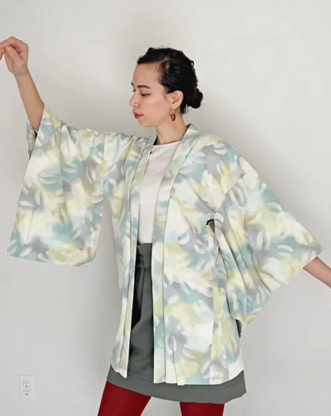 Aqua green ombre Haori Kimono Jacket