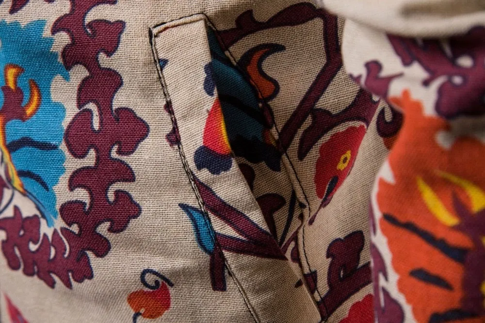Autumn Chinese Flower Print Men Casual Jacket