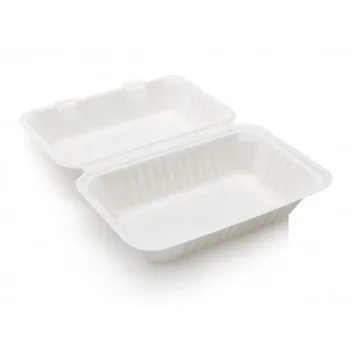 Biodegradable Lunch Box 1L Clamshell Rectangle Sugar Cane 10pack