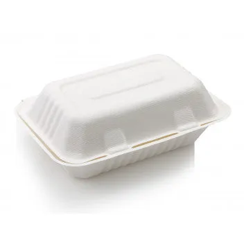 Biodegradable Lunch Box 1L Clamshell Rectangle Sugar Cane 10pack
