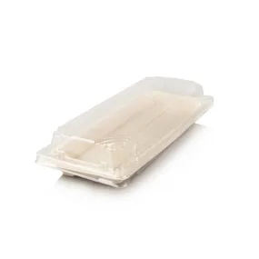 Biodegradable Sugar Cane Sushi Tray 217x136 Medium with Pet Lid 22x9.5cm 5pack
