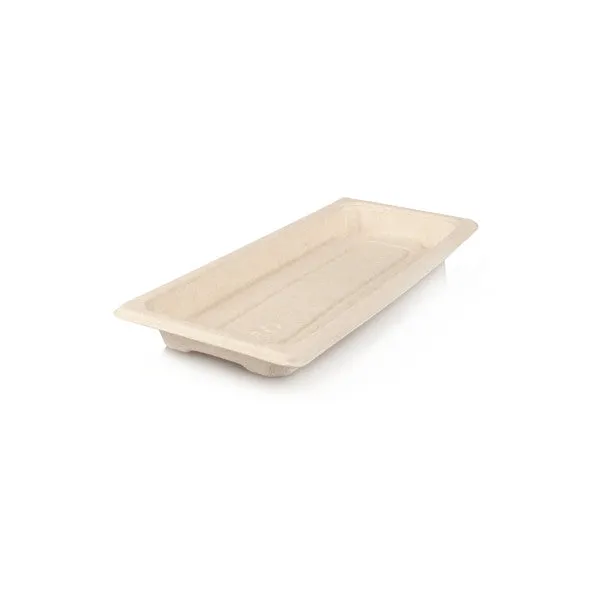 Biodegradable Sugar Cane Sushi Tray 217x136 Medium with Pet Lid 22x9.5cm 5pack