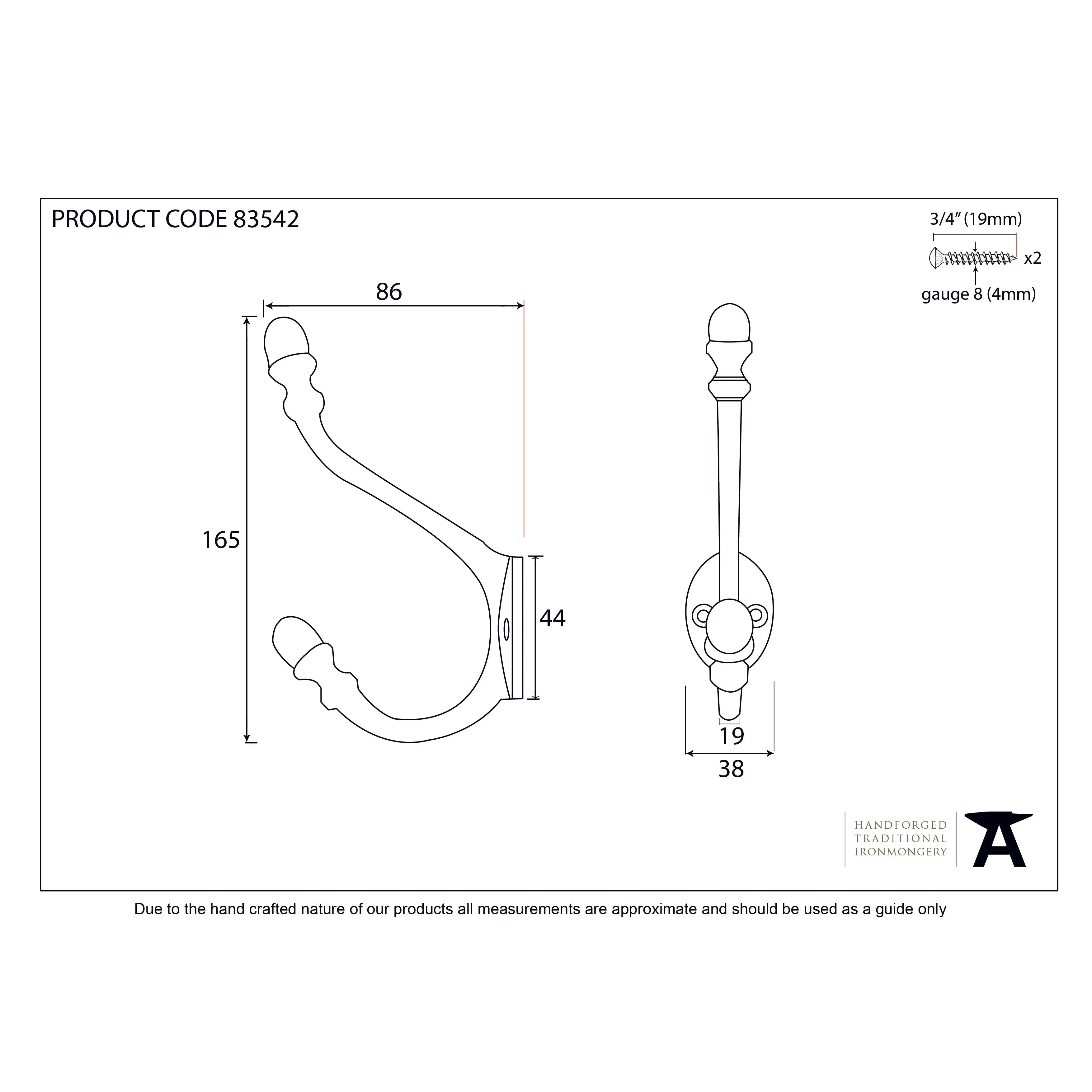 Black 6 1/2" Hat & Coat Hook | From The Anvil