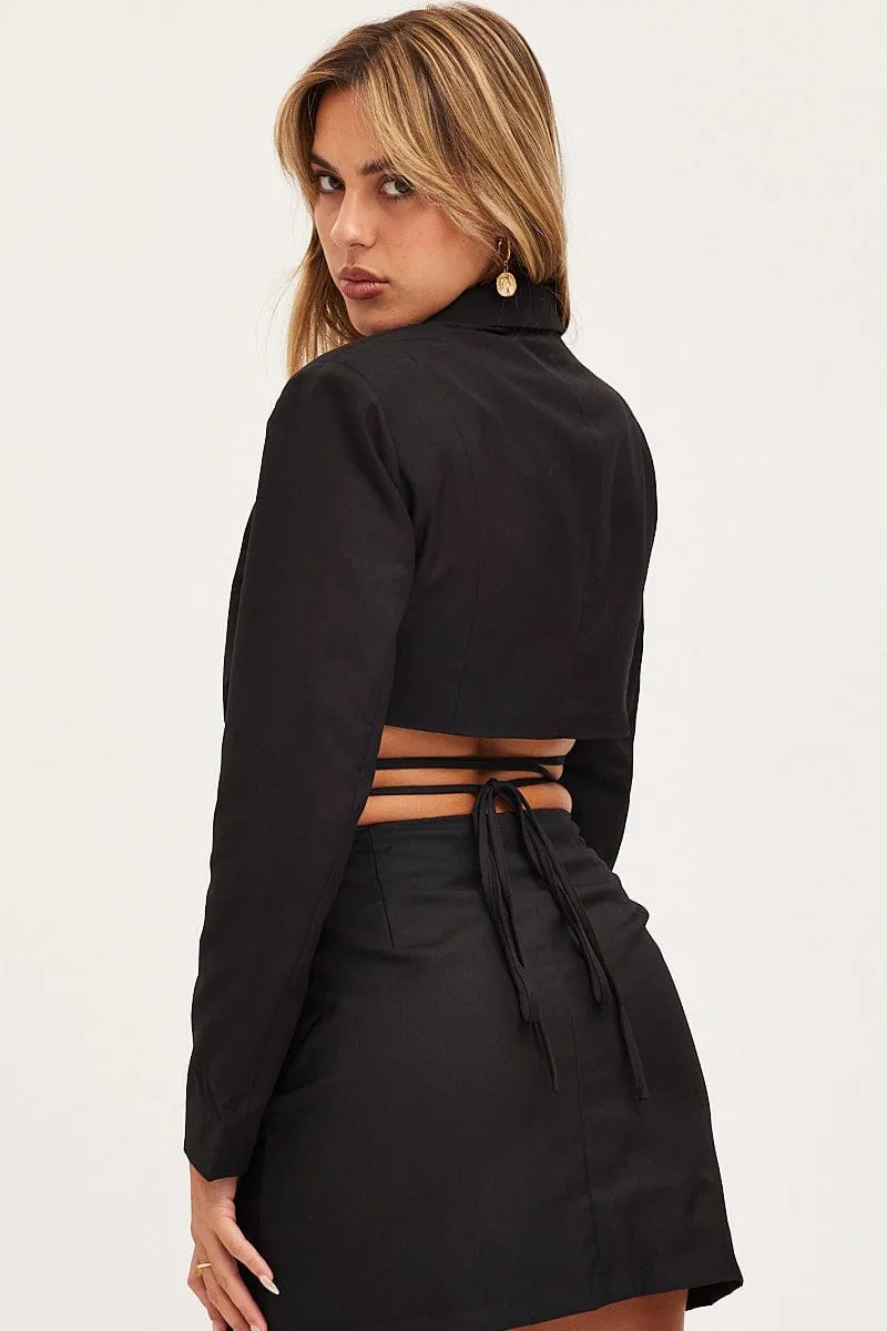 Black Crop Jacket Long Sleeve