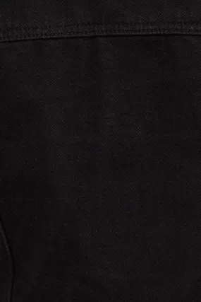 Black Denim Jacket Long Sleeve Crop