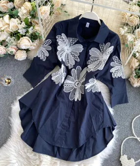 Blue lace applique tops  358