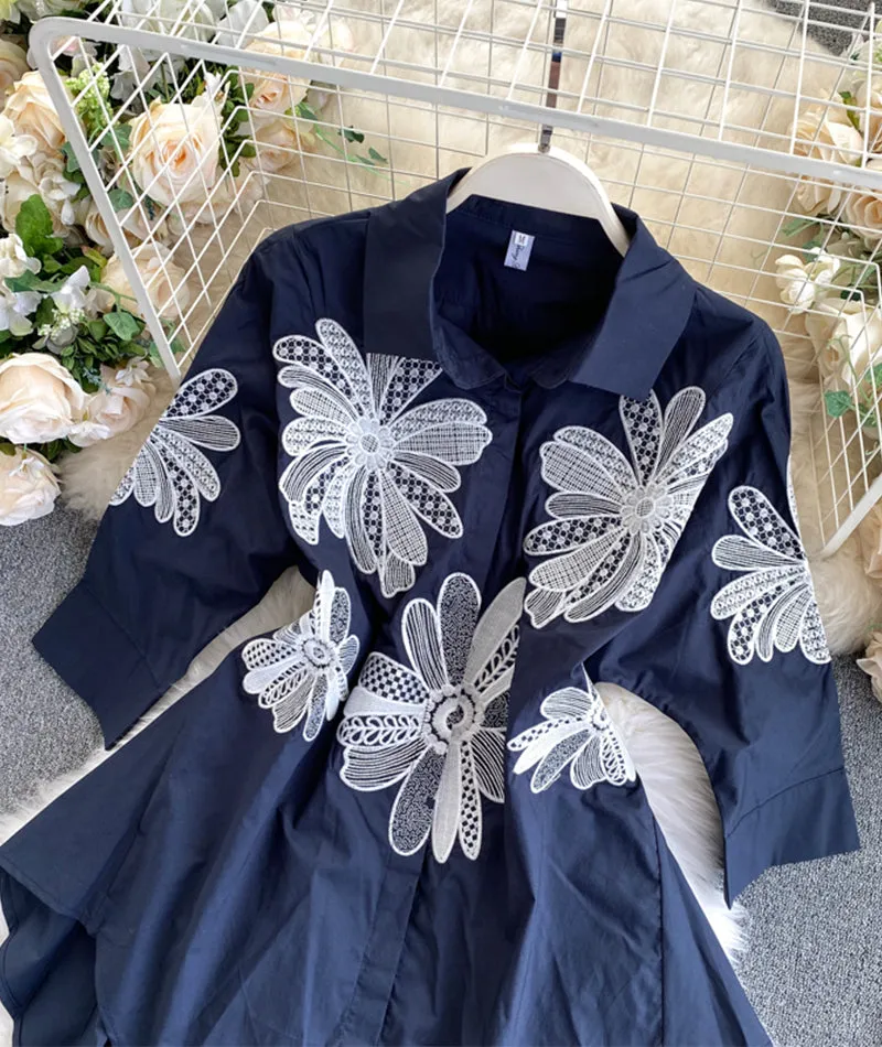 Blue lace applique tops  358