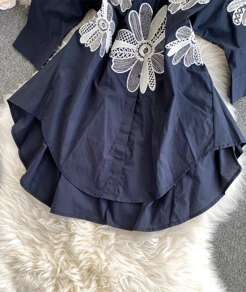 Blue lace applique tops  358