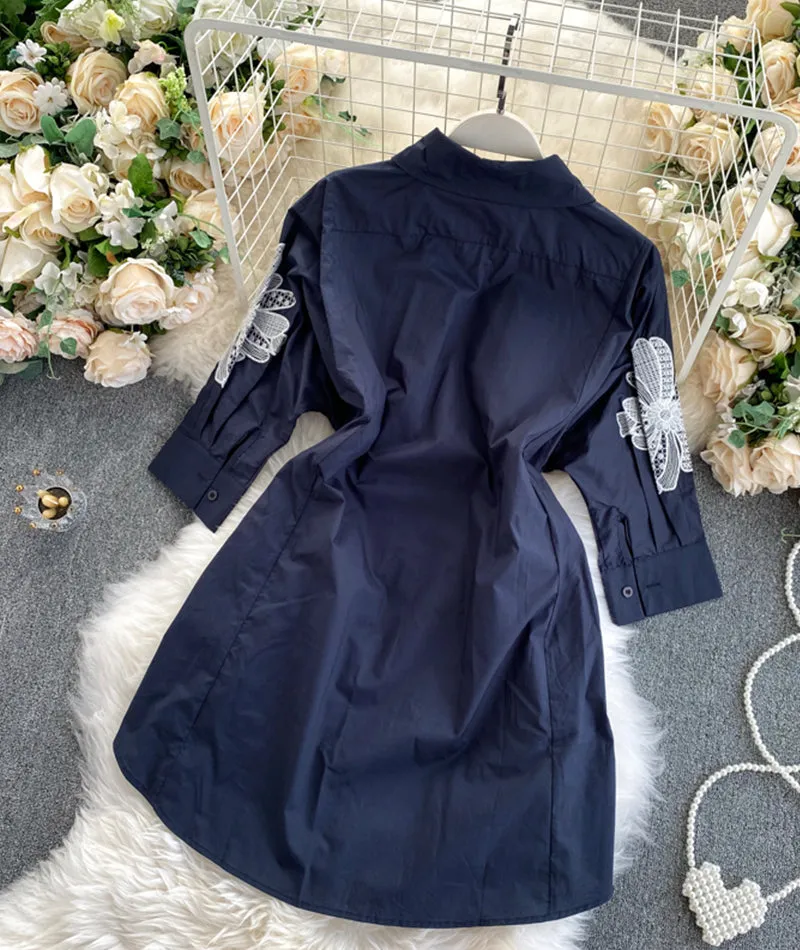 Blue lace applique tops  358