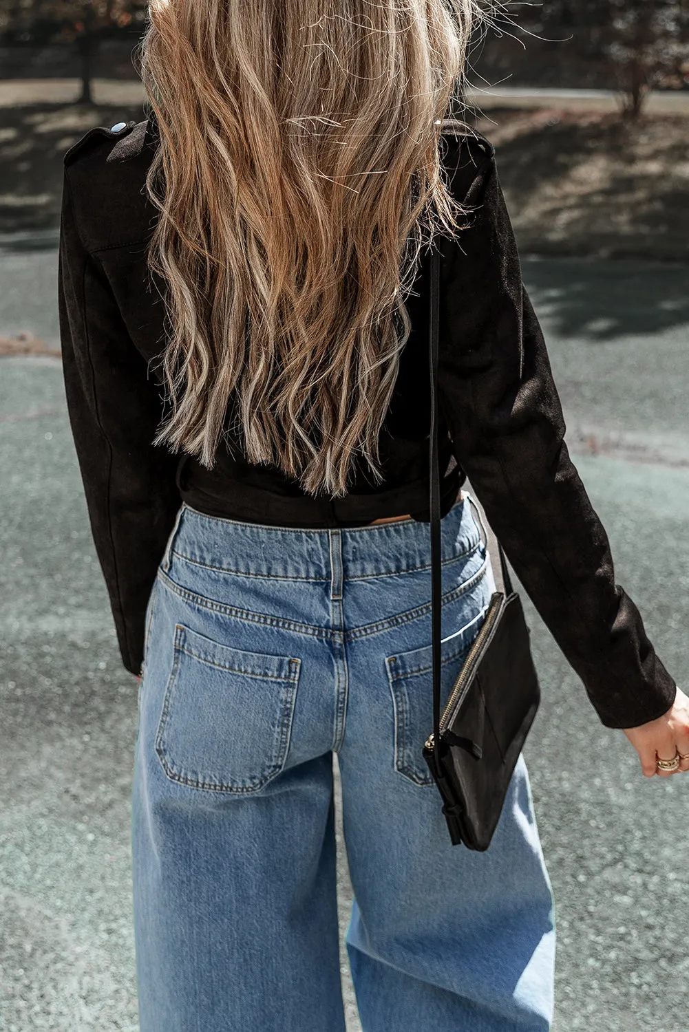 Blue Zone Planet |  Black Asymmetric Zipper Belted Hem Jacket
