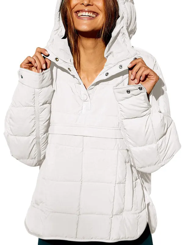 Bohemian Hooded Quilted Foldable Padded Pullover Long Sleeve Jacket