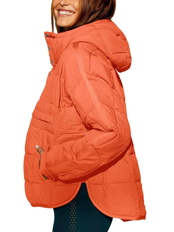 Bohemian Hooded Quilted Foldable Padded Pullover Long Sleeve Jacket