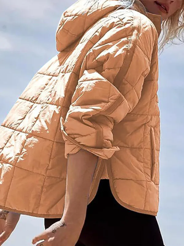 Bohemian Hooded Quilted Foldable Padded Pullover Long Sleeve Jacket