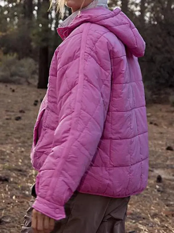 Bohemian Hooded Quilted Foldable Padded Pullover Long Sleeve Jacket