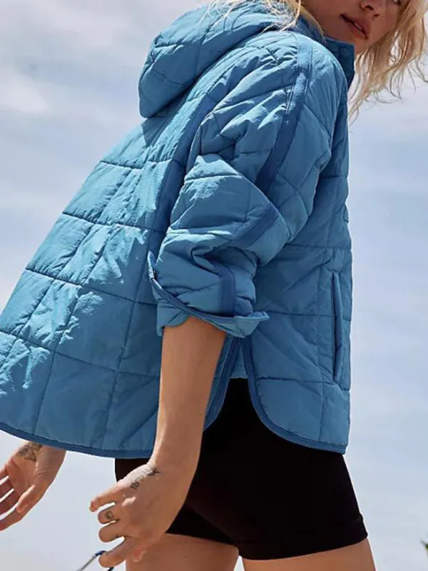 Bohemian Hooded Quilted Foldable Padded Pullover Long Sleeve Jacket