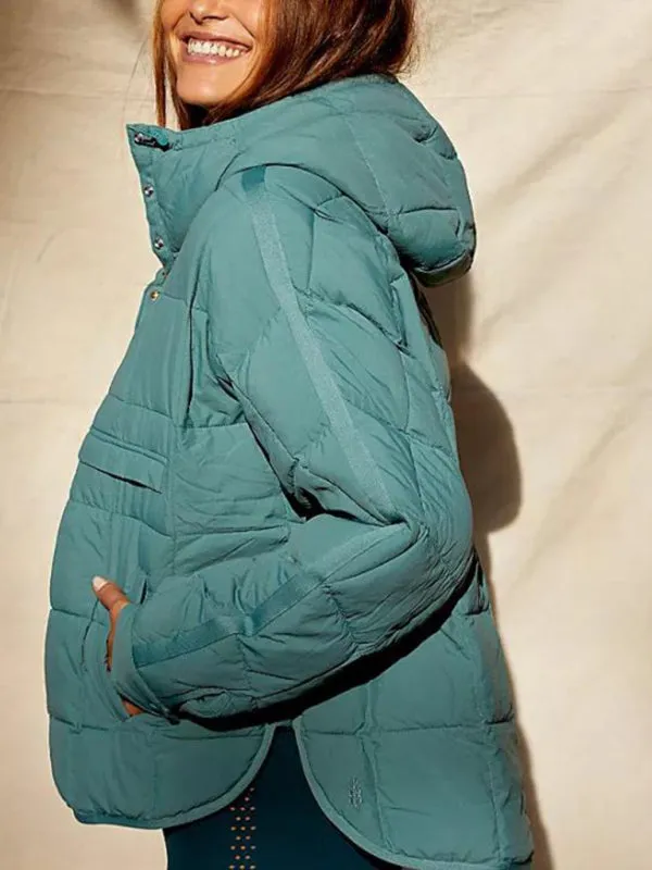 Bohemian Hooded Quilted Foldable Padded Pullover Long Sleeve Jacket