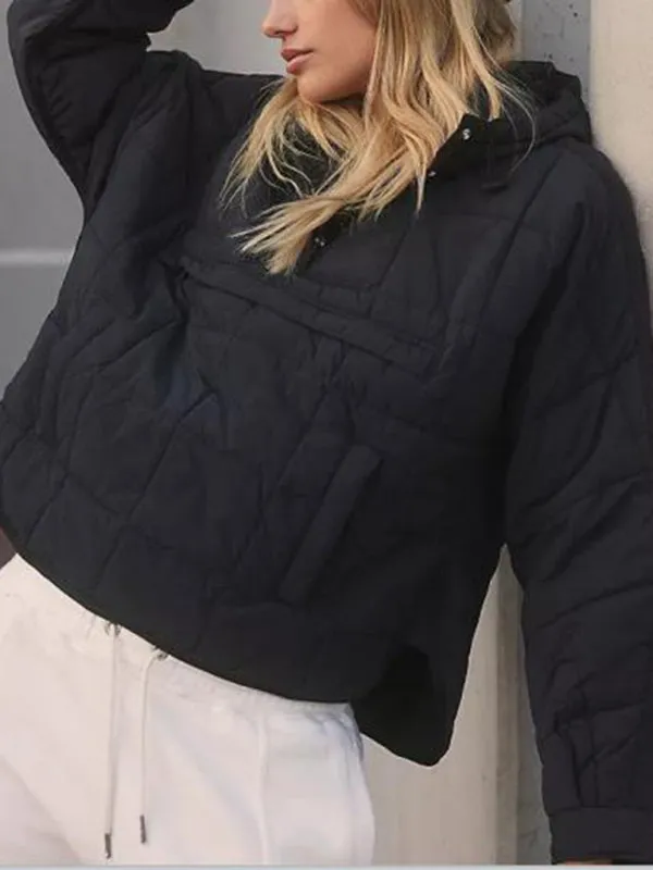 Bohemian Hooded Quilted Foldable Padded Pullover Long Sleeve Jacket