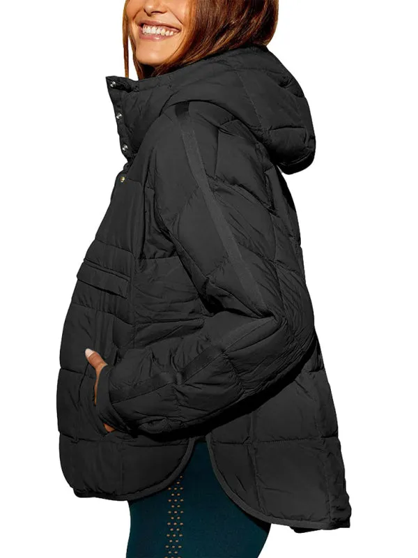 Bohemian Hooded Quilted Foldable Padded Pullover Long Sleeve Jacket
