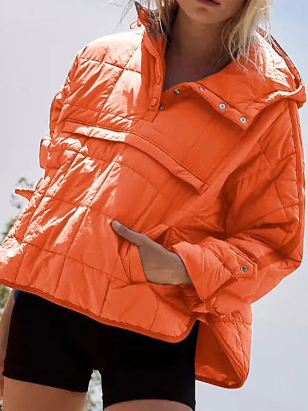Bohemian Hooded Quilted Foldable Padded Pullover Long Sleeve Jacket