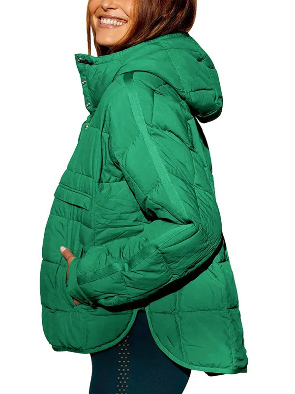 Bohemian Hooded Quilted Foldable Padded Pullover Long Sleeve Jacket
