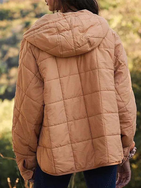 Bohemian Hooded Quilted Foldable Padded Pullover Long Sleeve Jacket