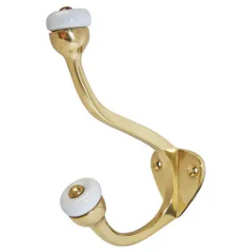 Brass hat and coat hook 4" with ceramic tip