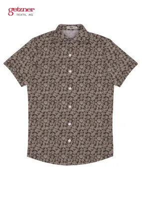Cabana Collar Brown Printed Short Sleeve Shirt