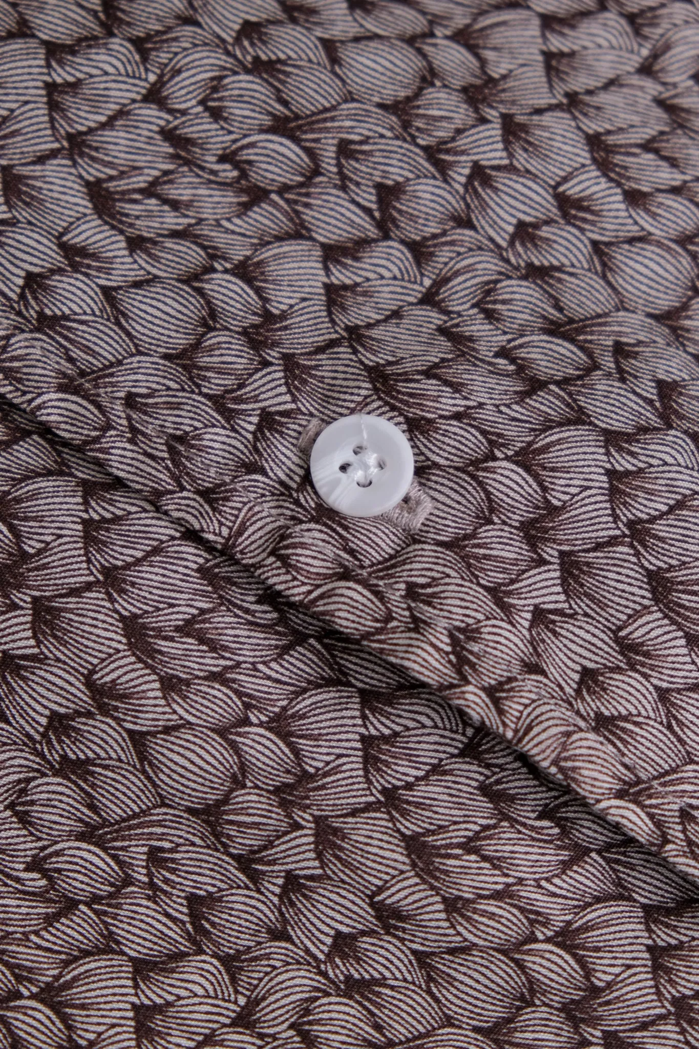 Cabana Collar Brown Printed Short Sleeve Shirt