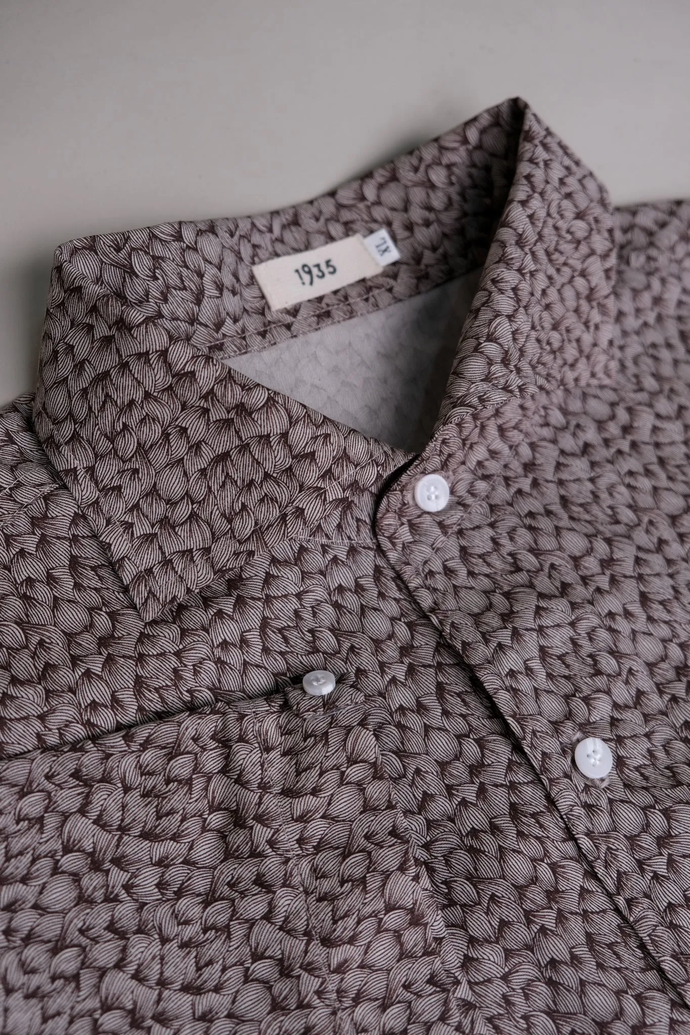 Cabana Collar Brown Printed Short Sleeve Shirt