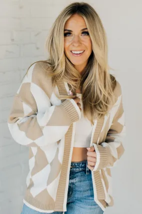 Classic Argyle Open Front Cardigan