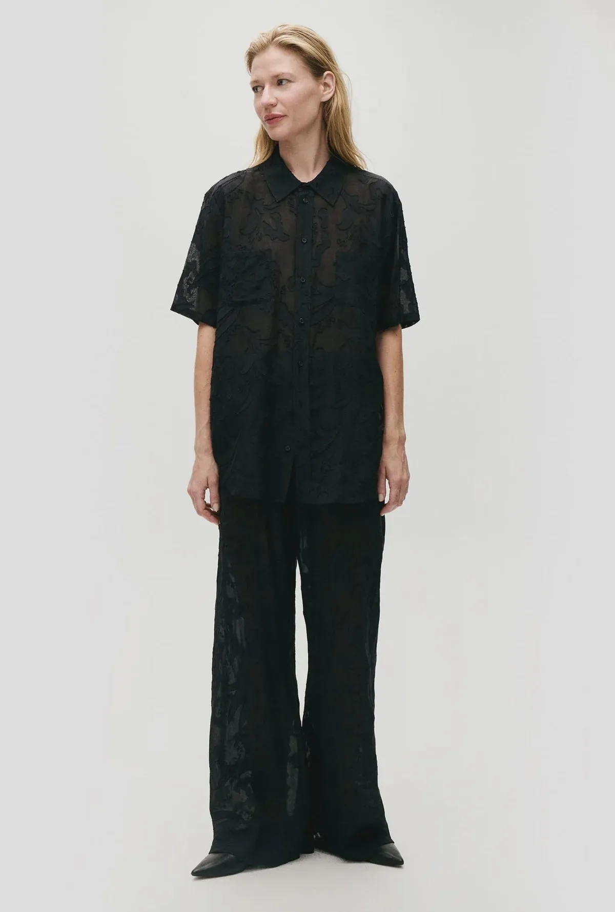 CLIP SHORT SLEEVE BOYFRIEND SHIRT TULIPA BLACK