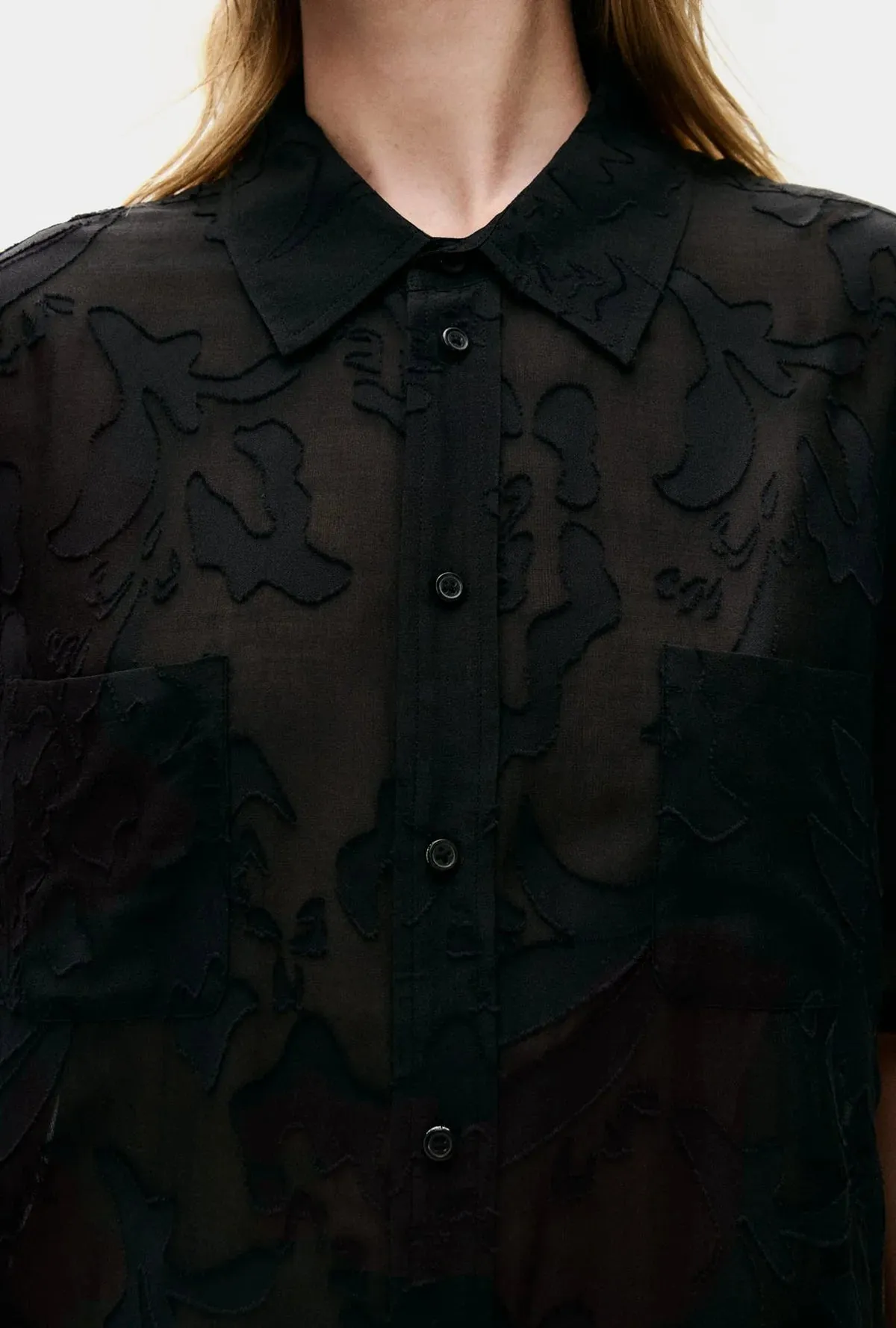 CLIP SHORT SLEEVE BOYFRIEND SHIRT TULIPA BLACK